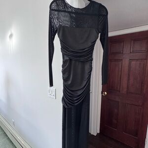 Meshki Black Long Sleeve Draped Dress